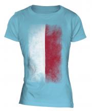 Poland Faded Flag Ladies T-Shirt