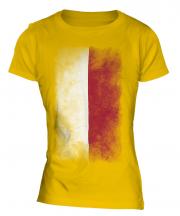 Poland Faded Flag Ladies T-Shirt