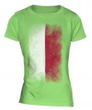 Poland Faded Flag Ladies T-Shirt