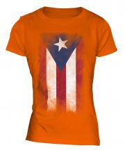 Puerto Rico Faded Flag Ladies T-Shirt