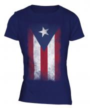 Puerto Rico Faded Flag Ladies T-Shirt