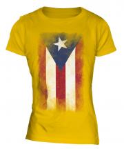 Puerto Rico Faded Flag Ladies T-Shirt