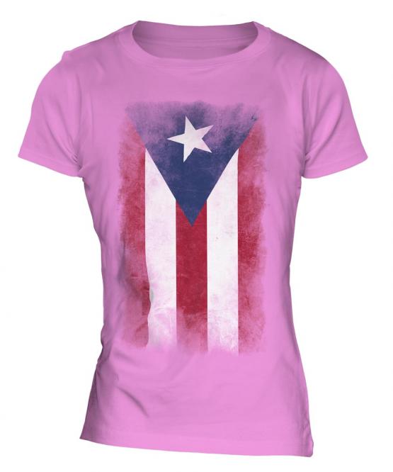 Puerto Rico Faded Flag Ladies T-Shirt