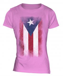 Puerto Rico Faded Flag Ladies T-Shirt