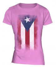 Puerto Rico Faded Flag Ladies T-Shirt