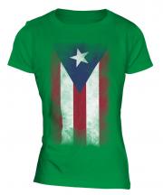 Puerto Rico Faded Flag Ladies T-Shirt