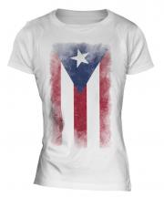 Puerto Rico Faded Flag Ladies T-Shirt