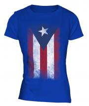 Puerto Rico Faded Flag Ladies T-Shirt