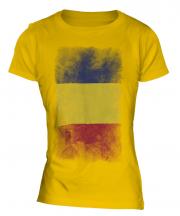 Romania Faded Flag Ladies T-Shirt