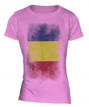 Romania Faded Flag Ladies T-Shirt
