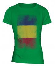Romania Faded Flag Ladies T-Shirt