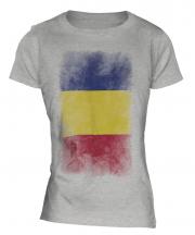 Romania Faded Flag Ladies T-Shirt