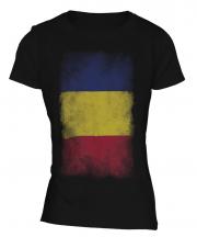 Romania Faded Flag Ladies T-Shirt