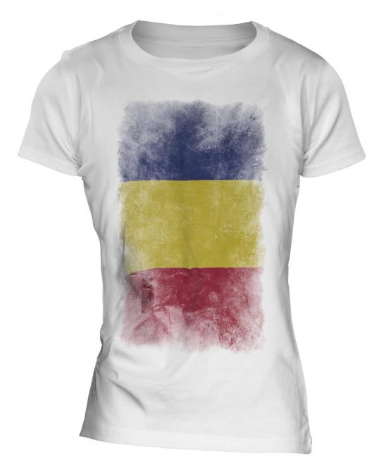 Romania Faded Flag Ladies T-Shirt