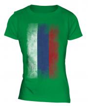 Russia Faded Flag Ladies T-Shirt