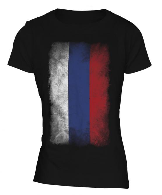 Russia Faded Flag Ladies T-Shirt