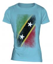 Saint Kitts And Nevis Faded Flag Ladies T-Shirt