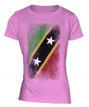 Saint Kitts And Nevis Faded Flag Ladies T-Shirt
