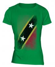 Saint Kitts And Nevis Faded Flag Ladies T-Shirt