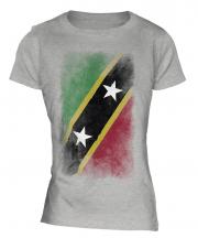 Saint Kitts And Nevis Faded Flag Ladies T-Shirt