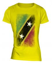 Saint Kitts And Nevis Faded Flag Ladies T-Shirt