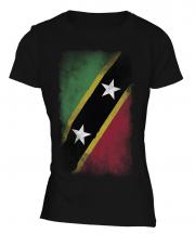 Saint Kitts And Nevis Faded Flag Ladies T-Shirt