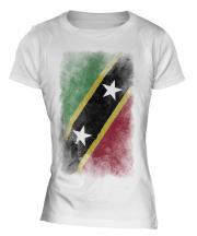 Saint Kitts And Nevis Faded Flag Ladies T-Shirt