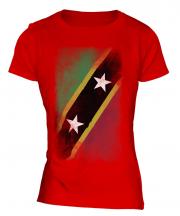 Saint Kitts And Nevis Faded Flag Ladies T-Shirt