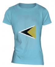 Saint Lucia Faded Flag Ladies T-Shirt