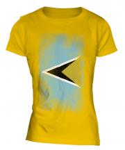 Saint Lucia Faded Flag Ladies T-Shirt