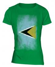 Saint Lucia Faded Flag Ladies T-Shirt