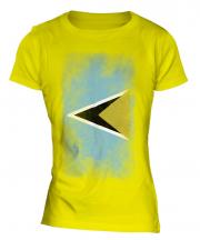 Saint Lucia Faded Flag Ladies T-Shirt