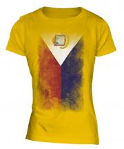 Saint Martin Faded Flag Ladies T-Shirt