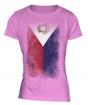 Saint Martin Faded Flag Ladies T-Shirt