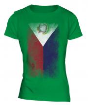 Saint Martin Faded Flag Ladies T-Shirt