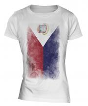 Saint Martin Faded Flag Ladies T-Shirt