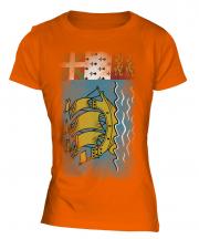 Saint Pierre And Miquelon Faded Flag Ladies T-Shirt