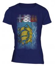 Saint Pierre And Miquelon Faded Flag Ladies T-Shirt