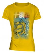 Saint Pierre And Miquelon Faded Flag Ladies T-Shirt