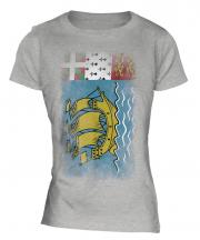 Saint Pierre And Miquelon Faded Flag Ladies T-Shirt