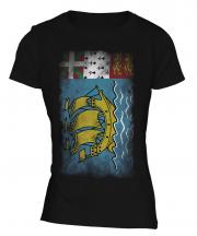 Saint Pierre And Miquelon Faded Flag Ladies T-Shirt