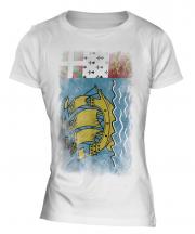 Saint Pierre And Miquelon Faded Flag Ladies T-Shirt