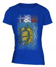 Saint Pierre And Miquelon Faded Flag Ladies T-Shirt