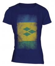Saint Vincents And The Grenadines Faded Flag Ladies T-Shirt