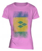 Saint Vincents And The Grenadines Faded Flag Ladies T-Shirt