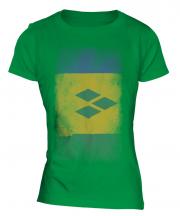 Saint Vincents And The Grenadines Faded Flag Ladies T-Shirt