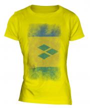 Saint Vincents And The Grenadines Faded Flag Ladies T-Shirt