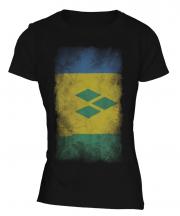 Saint Vincents And The Grenadines Faded Flag Ladies T-Shirt