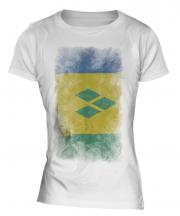 Saint Vincents And The Grenadines Faded Flag Ladies T-Shirt