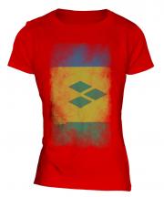 Saint Vincents And The Grenadines Faded Flag Ladies T-Shirt